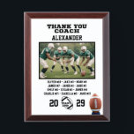 Thank You American Football Coach & Custom Photo Award Plaque<br><div class="desc">A personalized American football with the coach and players' names, along with their custom pictures, can serve as a memorable and unique memento for a team. This thoughtful gesture fosters a sense of unity, pride, and camaraderie among team members, while also providing a tangible reminder of their shared experiences and...</div>