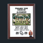 Thank You American Football Coach & Custom Photo Award Plaque<br><div class="desc">A personalized American football with the coach and players' names, along with their custom pictures, can serve as a memorable and unique memento for a team. This thoughtful gesture fosters a sense of unity, pride, and camaraderie among team members, while also providing a tangible reminder of their shared experiences and...</div>
