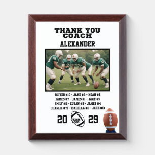 Thank You American Football Coach & Custom Photo Award Plaque