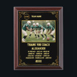 Thank You American Football Coach & Custom Photo Award Plaque<br><div class="desc">A personalized American football with the coach and players' names, along with their custom pictures, can serve as a memorable and unique memento for a team. This thoughtful gesture fosters a sense of unity, pride, and camaraderie among team members, while also providing a tangible reminder of their shared experiences and...</div>
