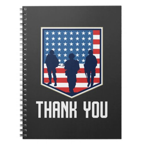 Thank You American Soldiers USA Flag Notebook