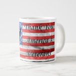 Thank You America&#39;s Veterans with Flag and Soldier Giant Coffee Mug
