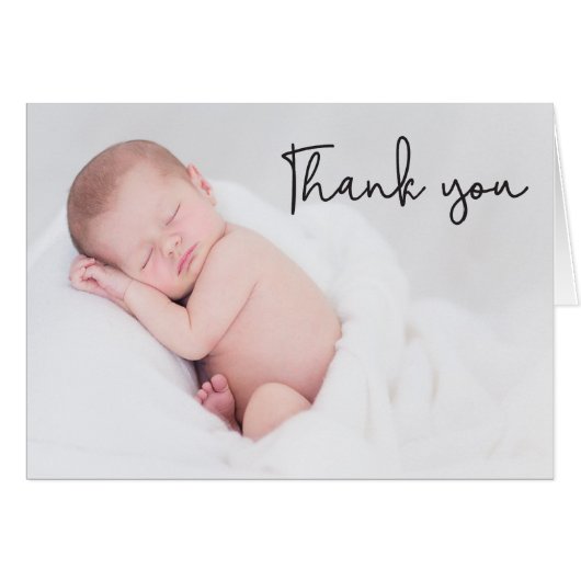 Thank You and Baby Birth Announcement, Modern (Front Horizontal)