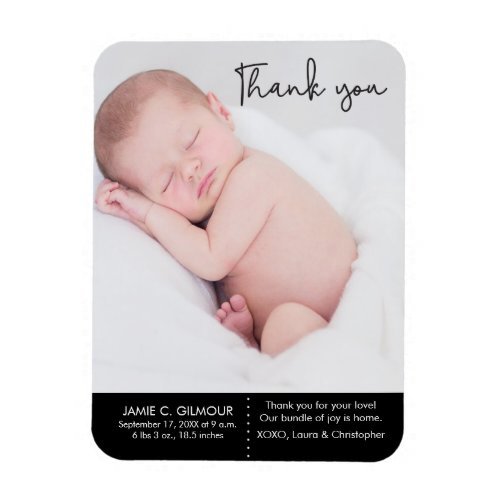 Thank You and Baby Birth Announcement Script text Magnet