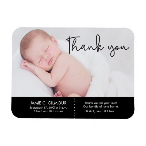 Thank You and Baby Birth Announcement Script text Magnet