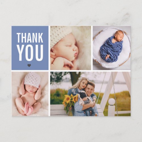 Thank You and Birth Announcement Photo Collage Postcard