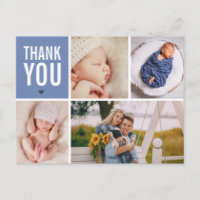 Thank You and Birth Announcement Photo Collage Postcard