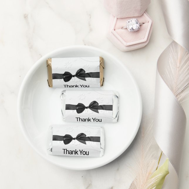 Thank You and Black Bow On White Hershey's Miniatures (Wedding)