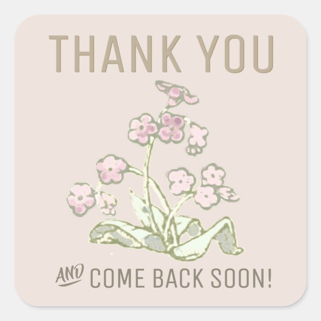 THANK YOU and Come Back Soon Minimalist Sticker (Front)