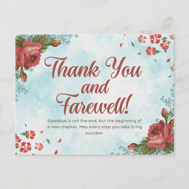 Thank you and farewell postcard (Front)