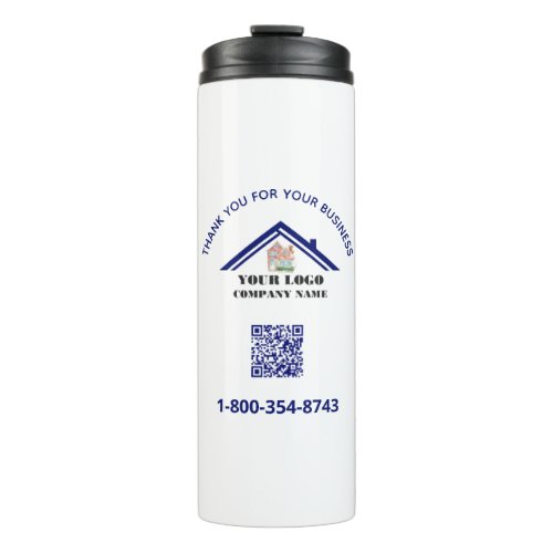 Thank You and Your Business Logo QR Code Thermal Tumbler