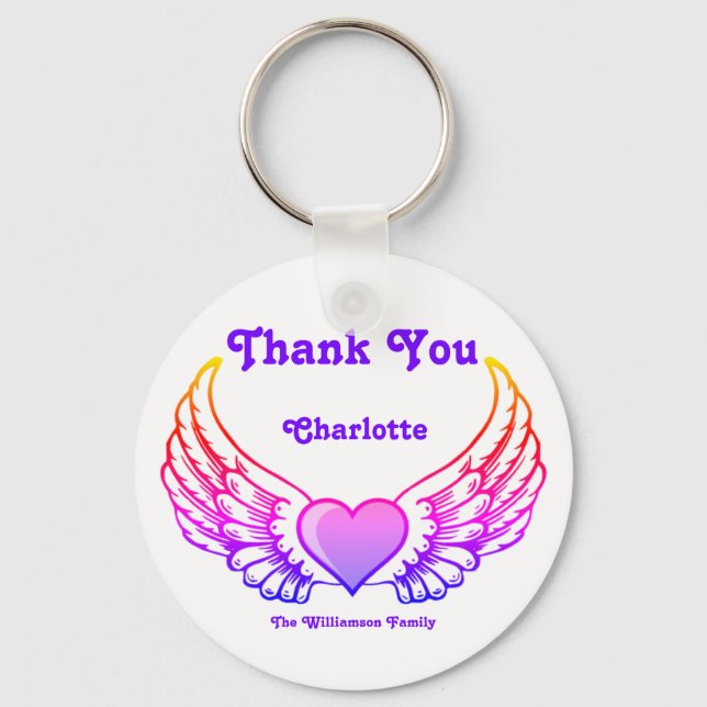 Thank You Angel Wings Personalized Keychain (Front)