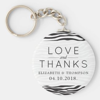 Thank You - Animal Print, Zebra Stripes - Black Keychain