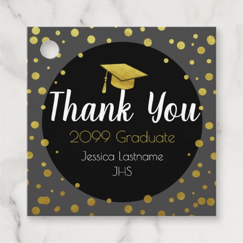 Thank You Any Year Graduate Gold Confetti Favor Tags
