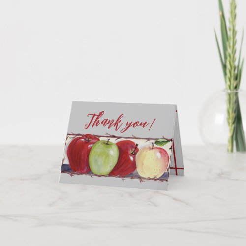 Thank You Apple Painting Watercolor Fall Fruit