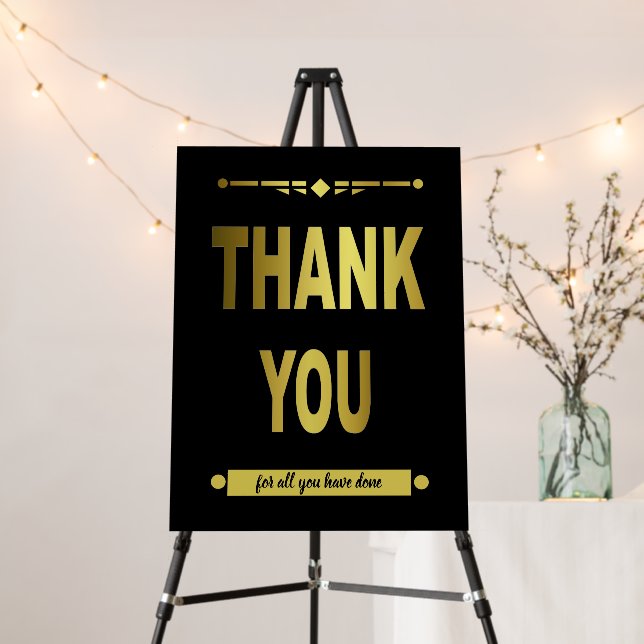 Thank You Appreciation Black Typography Foam Board (In Situ (Stand))