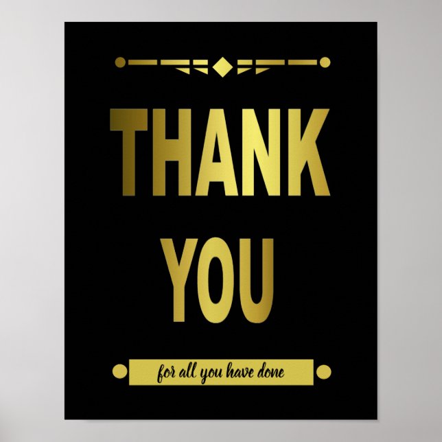 Thank You Appreciation Black Typography Poster (Front)