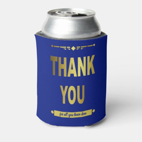 Thank You Appreciation Blue Typography Can Cooler