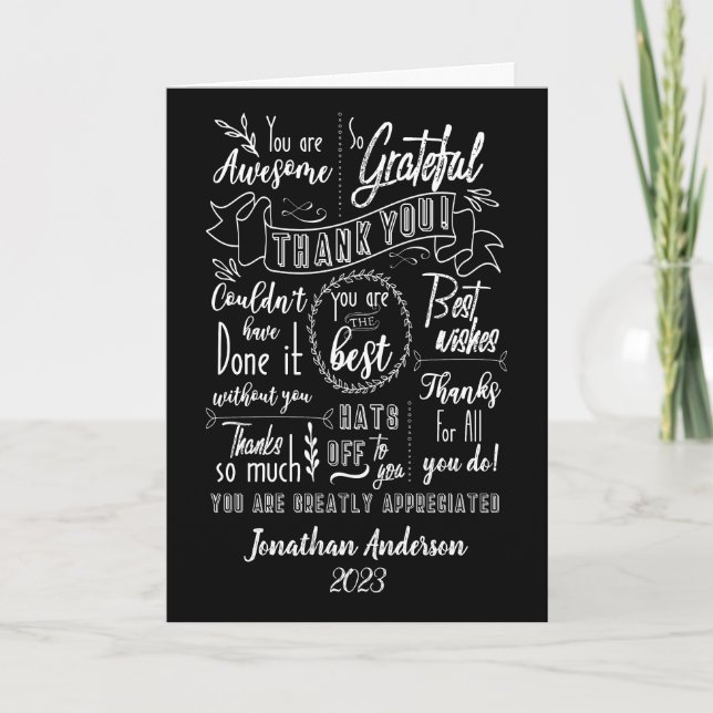 Thank You Appreciation Chalkboard Card (Front)