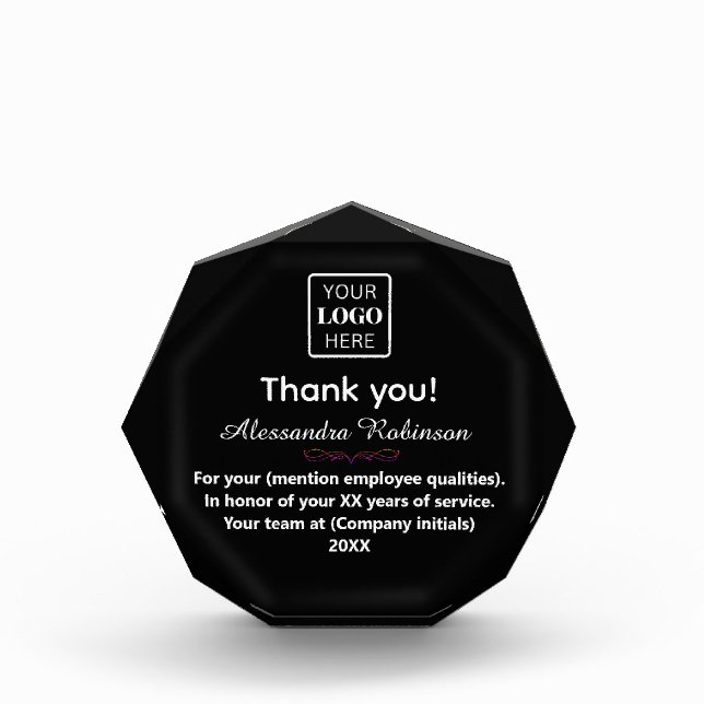 Thank you appreciation gift Employee Acrylic Award (Front)