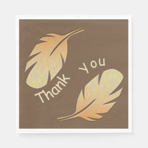 Thank You Appreciation Meal Brown Feather Design Napkins