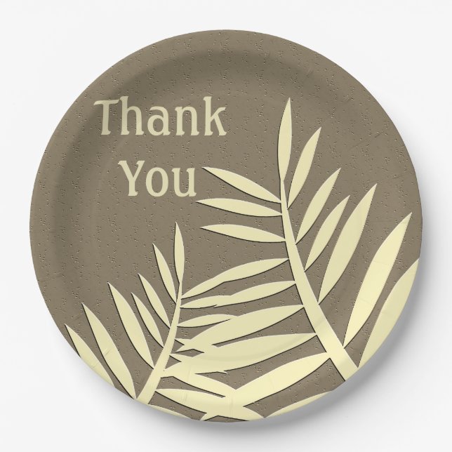 Thank You Appreciation Meal Brown Leaf Silhouette Paper Plates (Front)