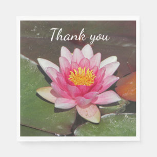 Thank You Appreciation Meal Pink Water Lily Photo Napkins