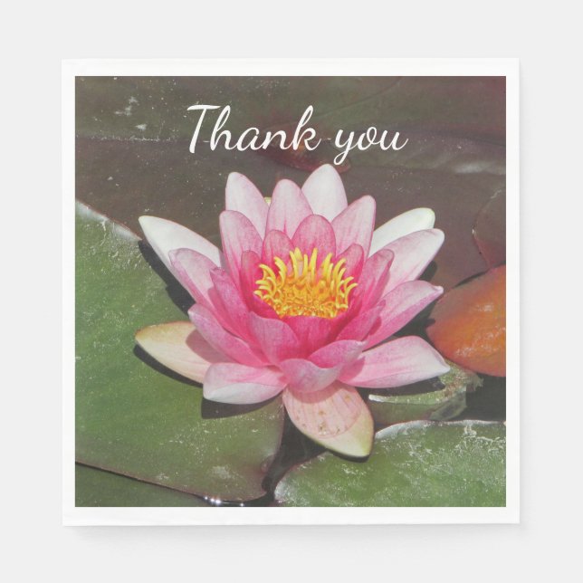 Thank You Appreciation Meal Pink Water Lily Photo Napkins (Front)