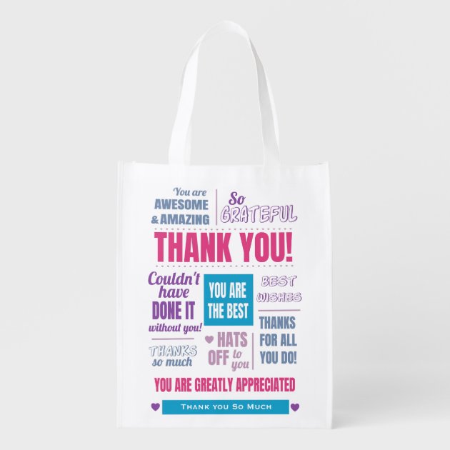 Thank You Appreciation Message Grocery Bag | Zazzle