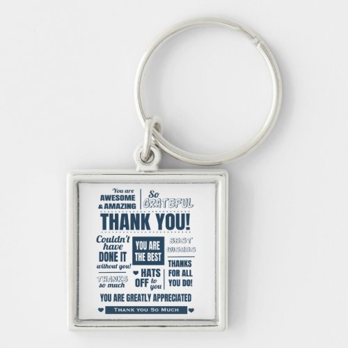 Thank You Appreciation Message Navy Keychain