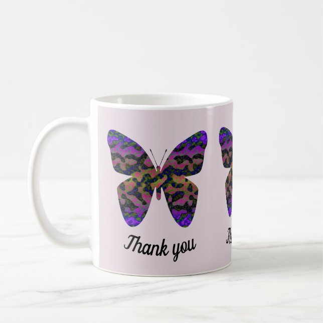 Thank You Appreciation Modern Bright Butterfly Coffee Mug (Left)