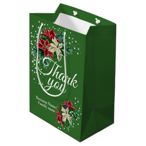 Thank You Appreciation Poinsettia Floral  Medium Gift Bag