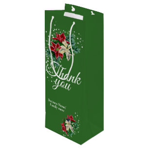 Thank You Appreciation Poinsettia Floral Wine Gift Bag