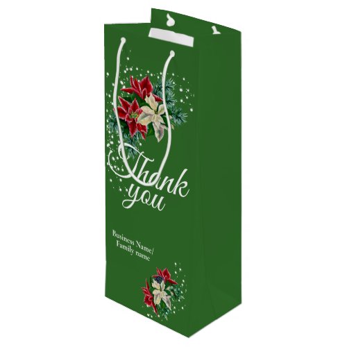 Thank You Appreciation Poinsettia Floral  Wine Gift Bag