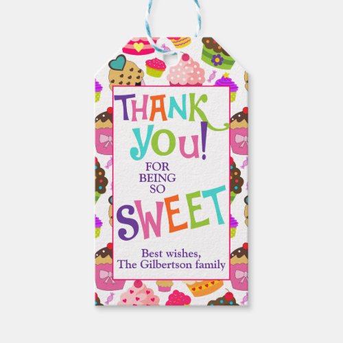 Thank You Appreciation Sweet Cupcake Gift Tags