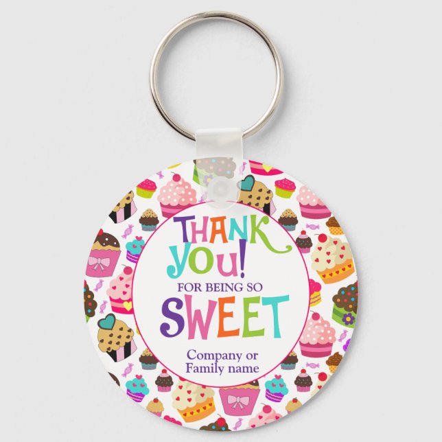 Thank You Appreciation Sweet Cupcake Keychain (Front)