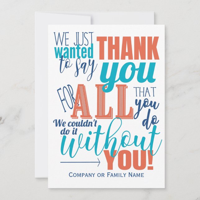 Thank You Appreciation Thanks Message Card (Front)