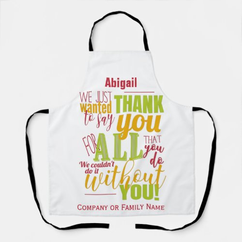 Thank You Appreciation Typography Thanks Message Apron