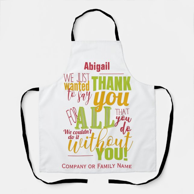 Thank You Appreciation Typography Thanks Message Apron (Front)