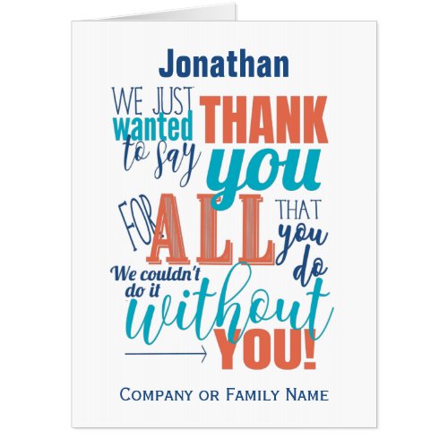 Thank You Appreciation Typography Thanks Message Card