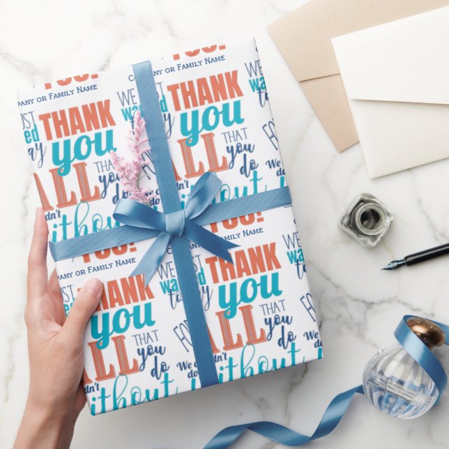 Thank You Appreciation Typography Thanks Wrapping Paper (Gifting)