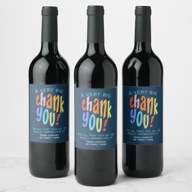 Thank You Appreciation Wine Label (Bottles)
