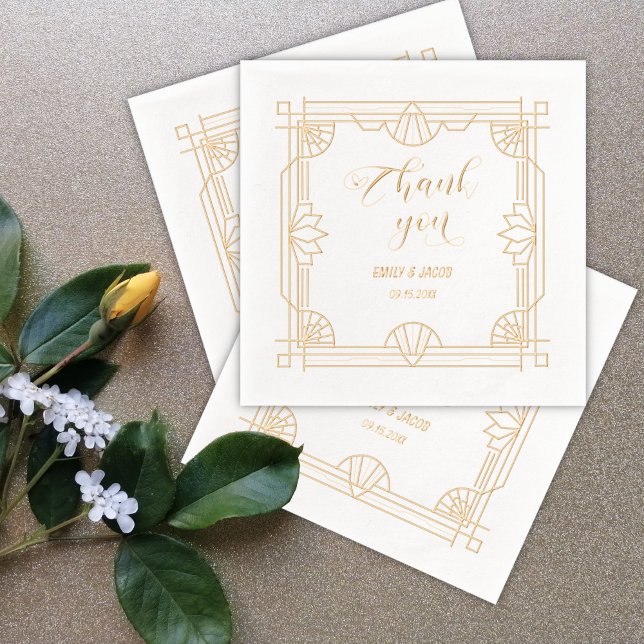 Thank You Art Deco Foil Napkins (Creator Uploaded)