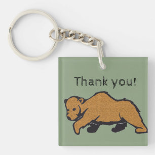 Thank You Artistic Appreciation Brown Bear Keychain