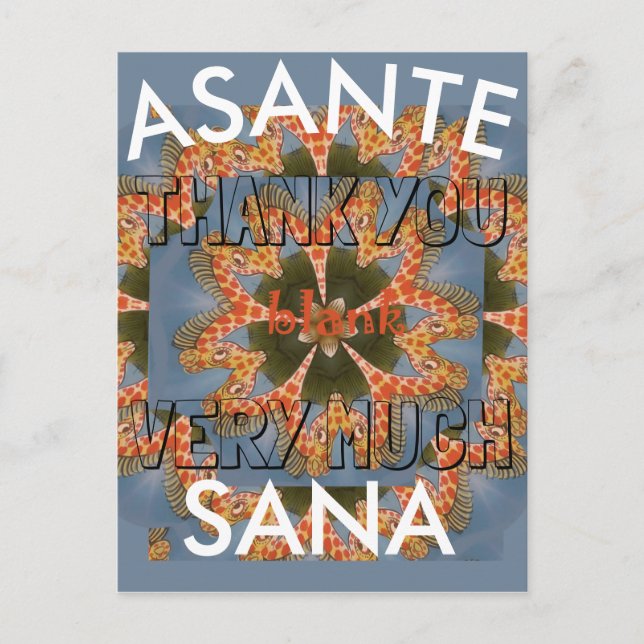 Thank You Asante Sana Beautiful  African Giraffe Postcard (Front)