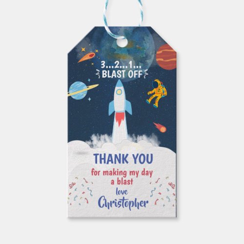 Thank you Astronaut Birthday party  Gift Tags