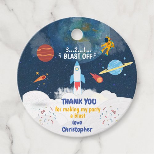 Thank you Astronaut Birthday party Outer Space Favor Tags