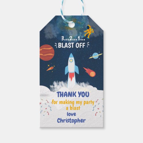 Thank you Astronaut Birthday party Outer Space Gift Tags