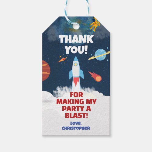Thank you Astronaut Birthday party Outer Space Gift Tags