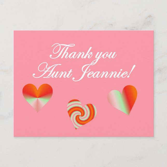Thank You Aunt Jeannie Postcard (Front)